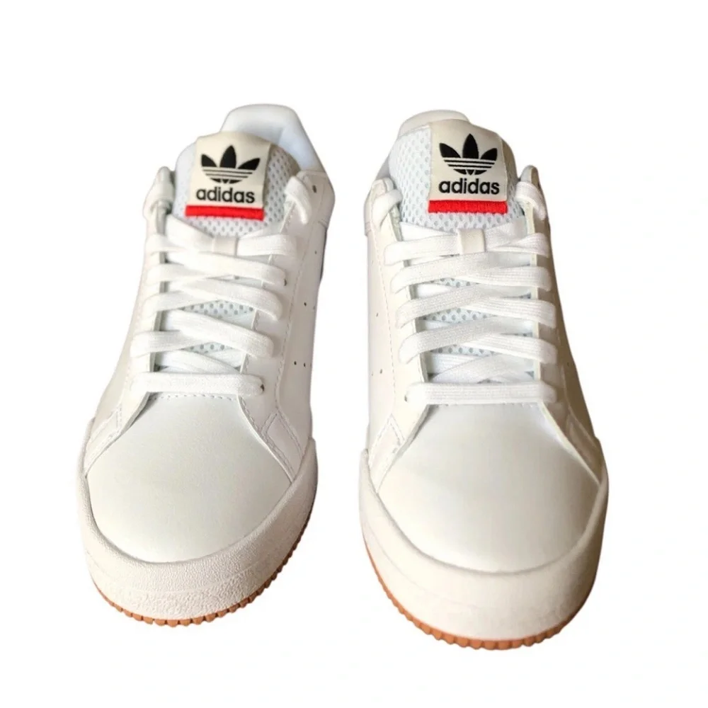ADIDAS Men’s Originals Court Tourino White Sneakers w/ Red Accent Low-Top Sz 5.5